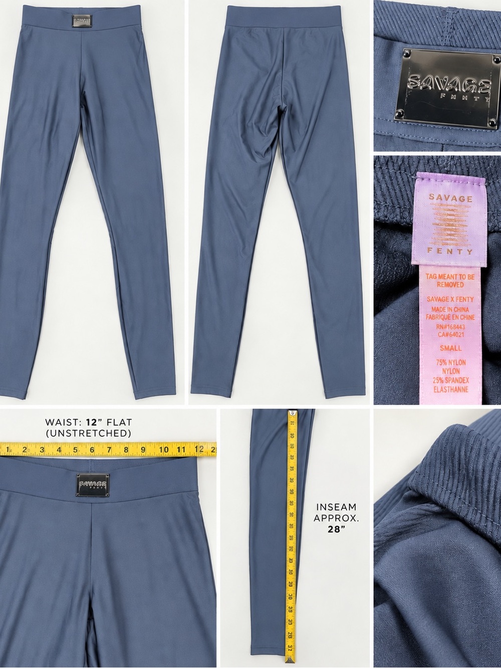 Savage X Fenty Forever Savage Leggings Women’s S Blue Metal Logo 28”